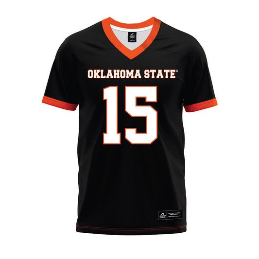 Oklahoma State - NCAA Football : Kameron Powell - Black Premium Football Jersey-0