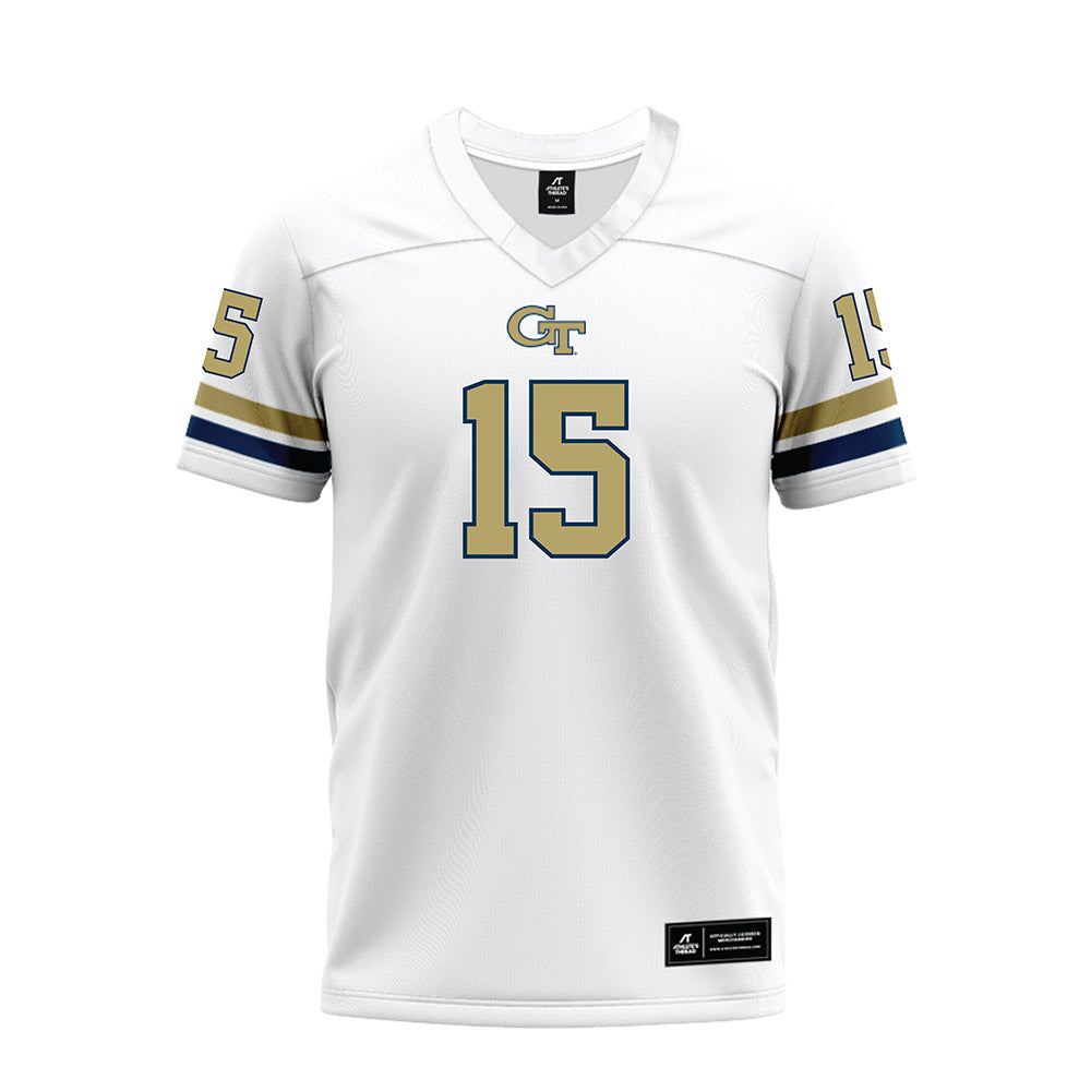 Georgia Tech - NCAA Football : Tah'J Butler - White Premium Football Jersey