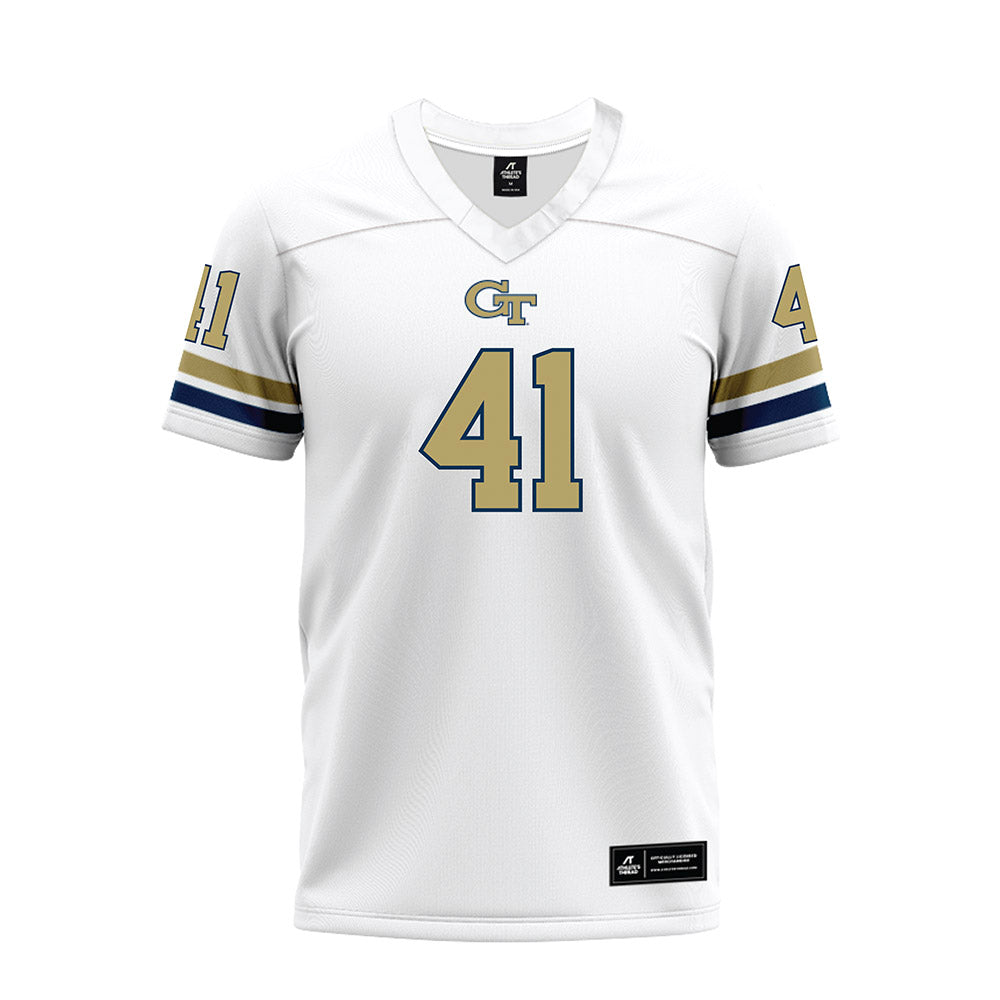 Georgia Tech - NCAA Football : Landon Shaffer - White Premium Football Jersey-0