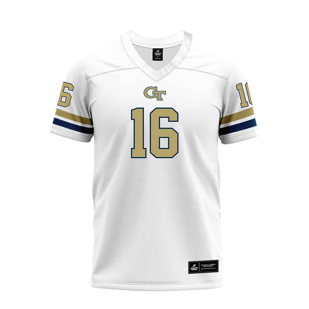 Georgia Tech - NCAA Football : Grady Adamson - White Premium Football Jersey-0
