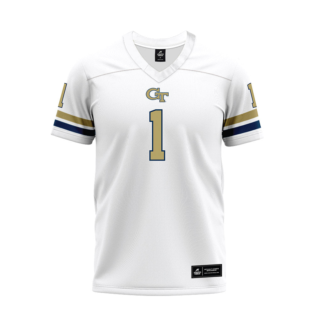 Georgia Tech - NCAA Football : Cayman Spaulding - White Premium Football Jersey-0