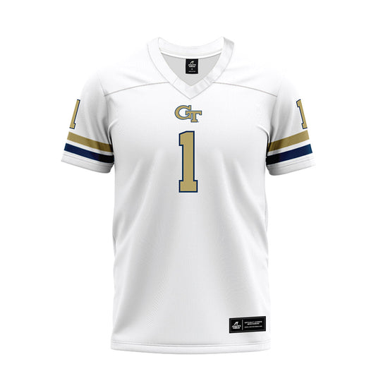 Georgia Tech - NCAA Football : Cayman Spaulding - White Premium Football Jersey-0