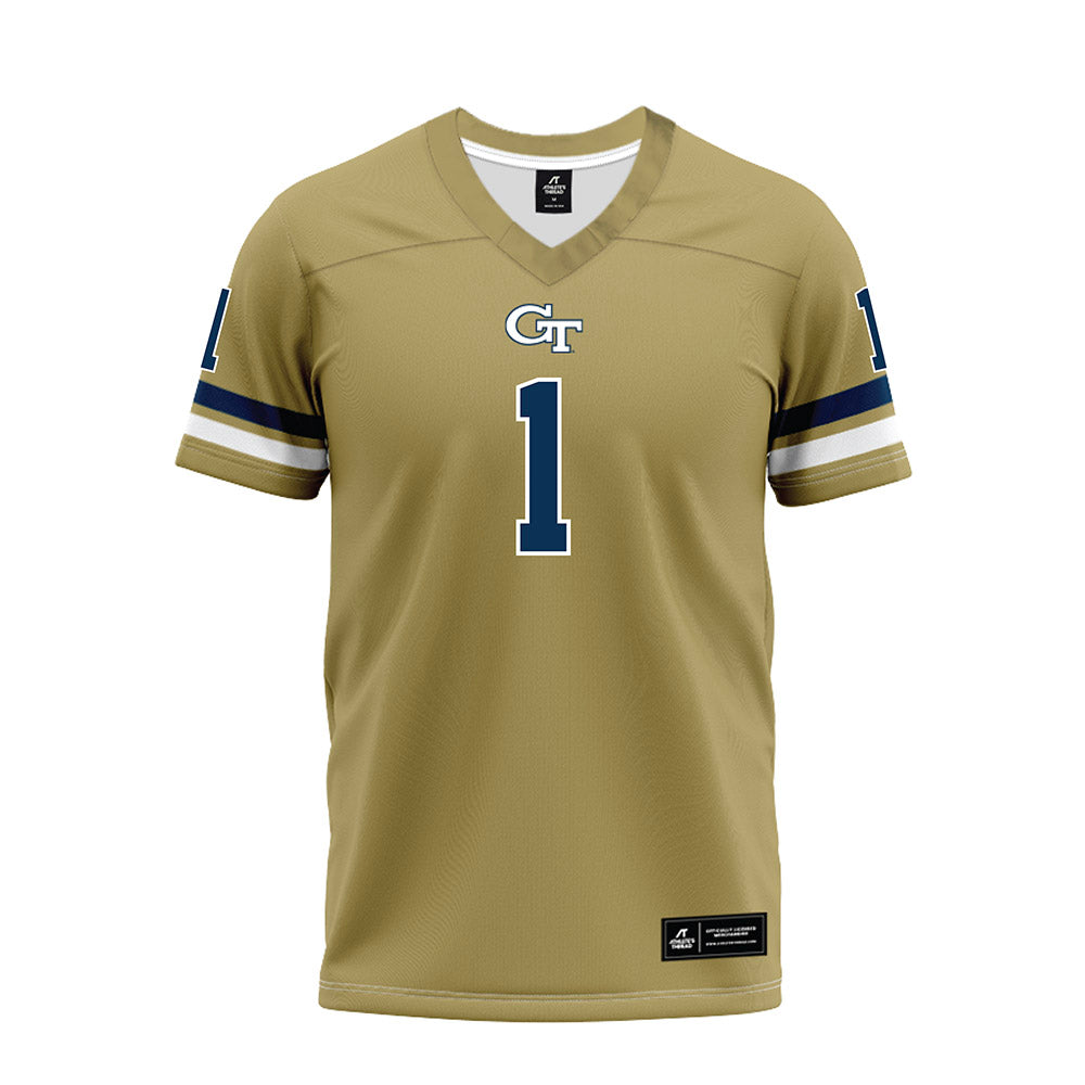 Georgia Tech - NCAA Football : Cayman Spaulding - Gold Premium Football Jersey-0