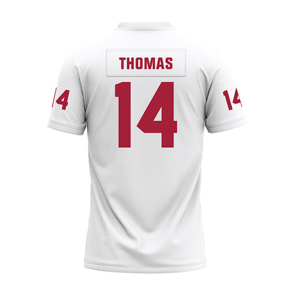 Oklahoma - NCAA Football : Elijah Thomas - White Premium Football Jersey-1