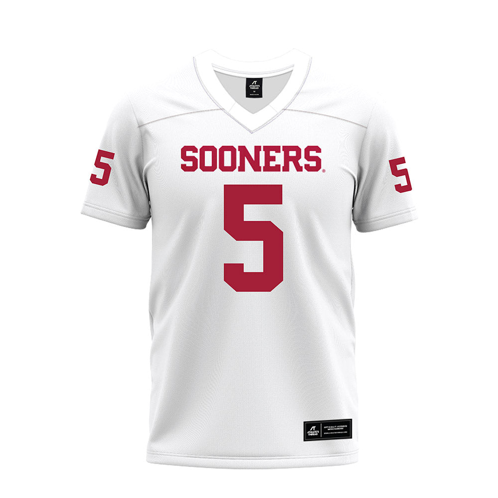 Oklahoma - NCAA Football : Isaiah Sategna - White Premium Football Jersey-0