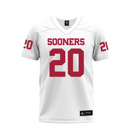 Oklahoma - NCAA Football : Casen Calmus - White Premium Football Jersey-0