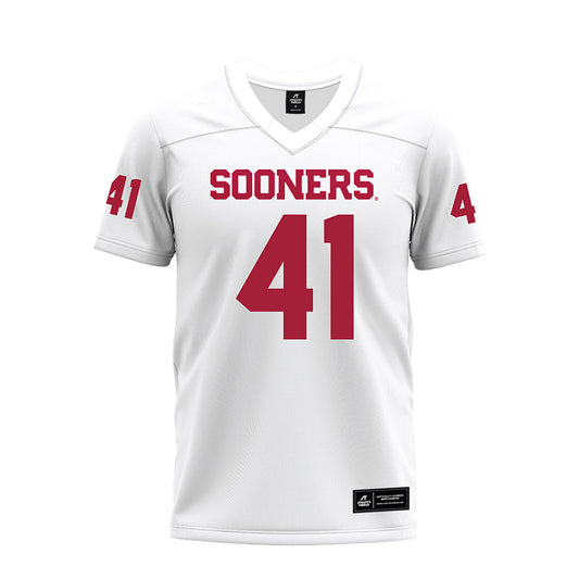 Oklahoma - NCAA Football : Barrett Travis - White Premium Football Jersey-0