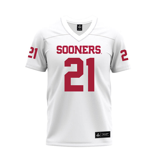 Oklahoma - NCAA Football : Jeremiah Newcombe - White Premium Football Jersey-0