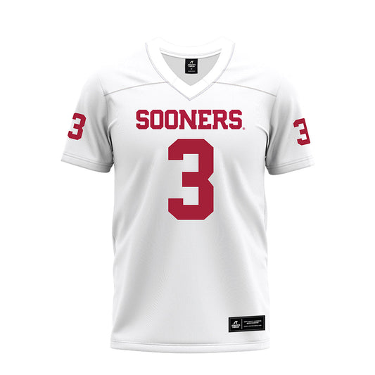 Oklahoma - NCAA Football : Michael Hawkins Jr. - White Premium Football Jersey-0