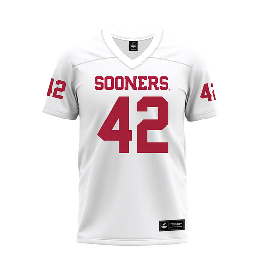 Oklahoma - NCAA Football : Wyatt Gilmore - White Premium Football Jersey-0