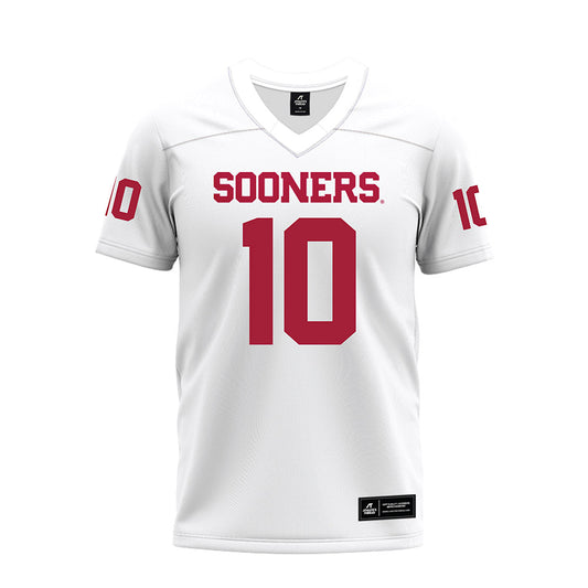 Oklahoma - NCAA Football : John Mateer - White Premium Football Jersey-0