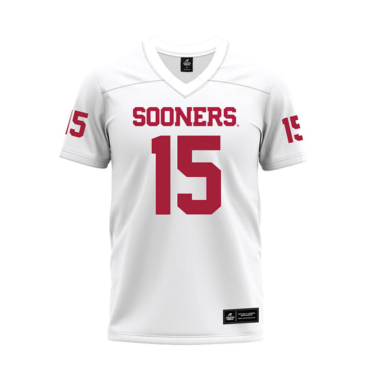 Oklahoma - NCAA Football : Beau Jandreau - White Premium Football Jersey-0