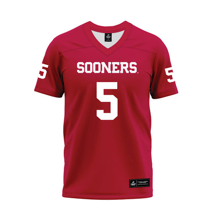 Oklahoma - NCAA Football : Isaiah Sategna - Red Premium Football Jersey-0