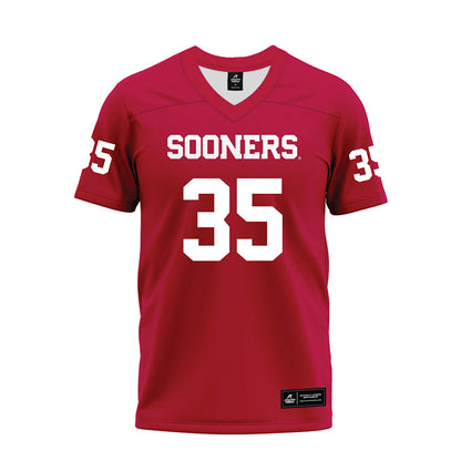 Oklahoma - NCAA Football : Liam Evans - Red Premium Football Jersey-0