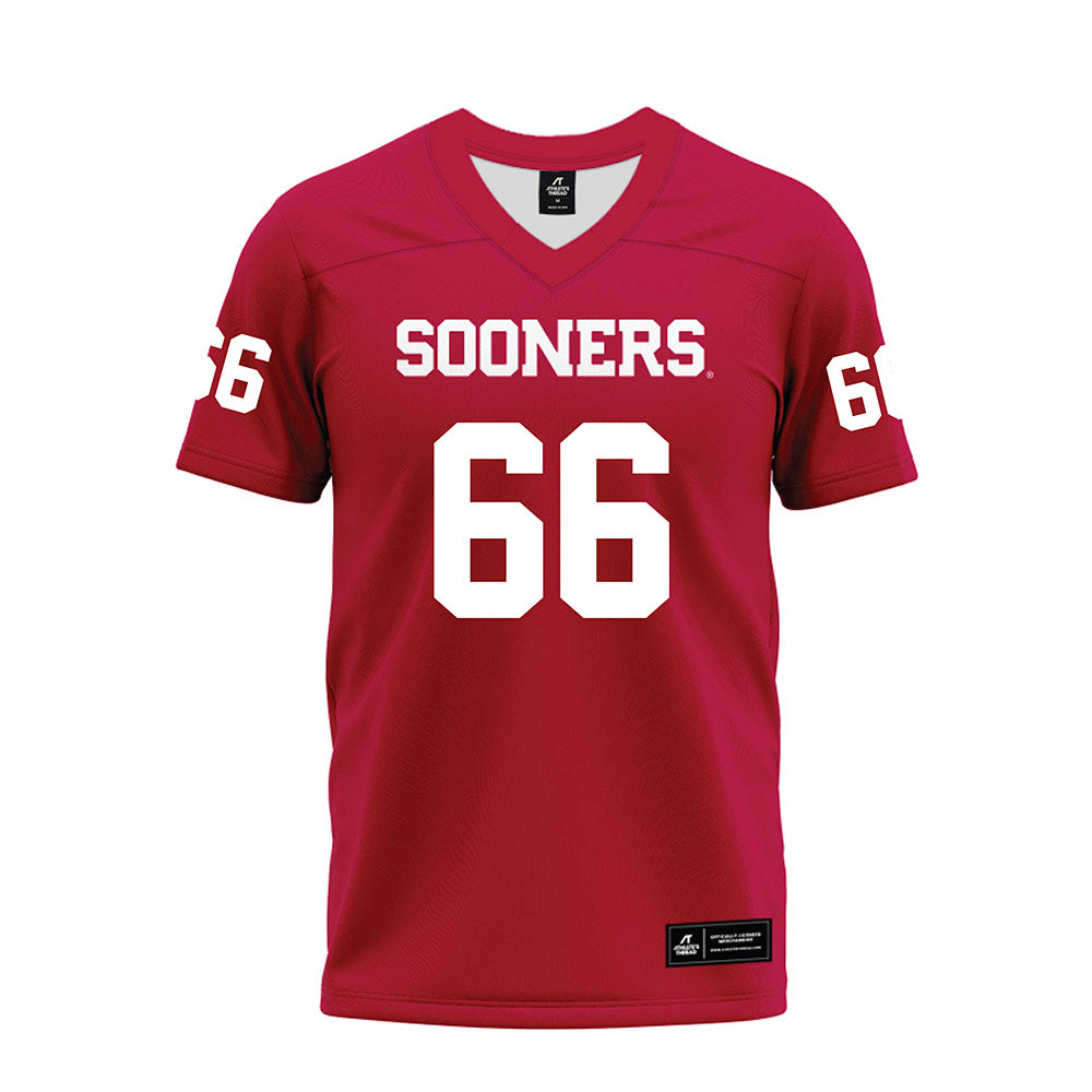 Oklahoma - NCAA Football : Derek Simmons - Red Premium Football Jersey-0