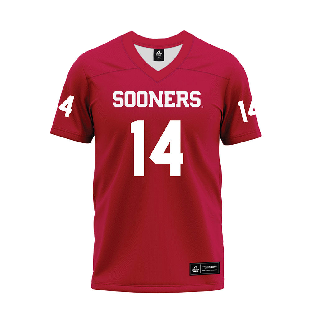 Oklahoma - NCAA Football : Elijah Thomas - Red Premium Football Jersey-0