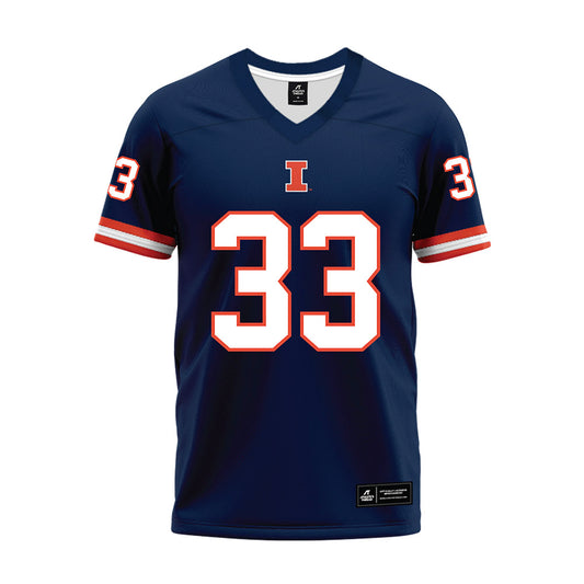 Illinois - NCAA Football : Grant Beerman - Blue Premium Football Jersey-0