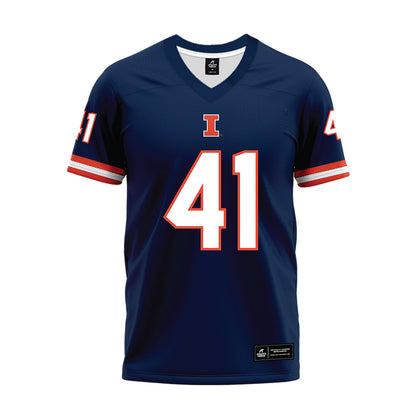 Illinois - NCAA Football : Clayton Leonard - Blue Premium Football Jersey-0