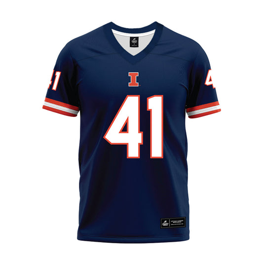 Illinois - NCAA Football : Clayton Leonard - Blue Premium Football Jersey-0