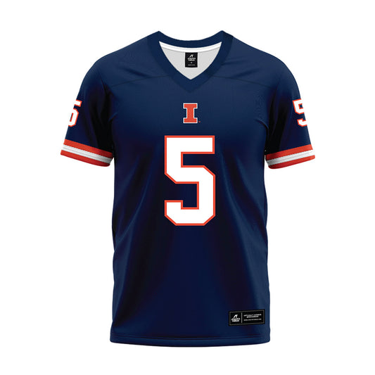 Illinois - NCAA Football : Ca'Lil Valentine - Blue Premium Football Jersey