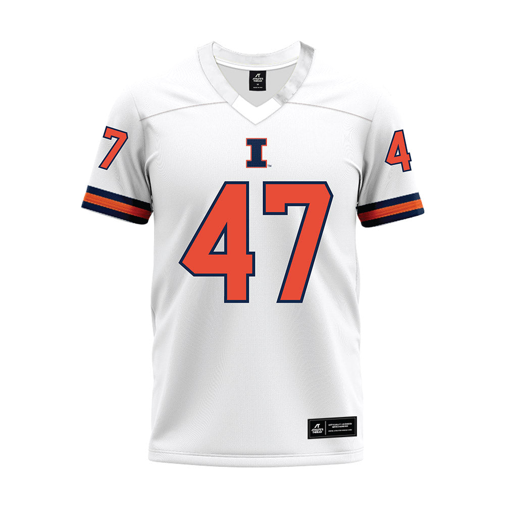 Illinois - NCAA Football : Easton Baker - White Premium Football Jersey