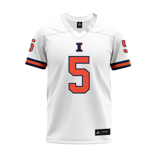 Illinois - NCAA Football : Ca'Lil Valentine - White Premium Football Jersey