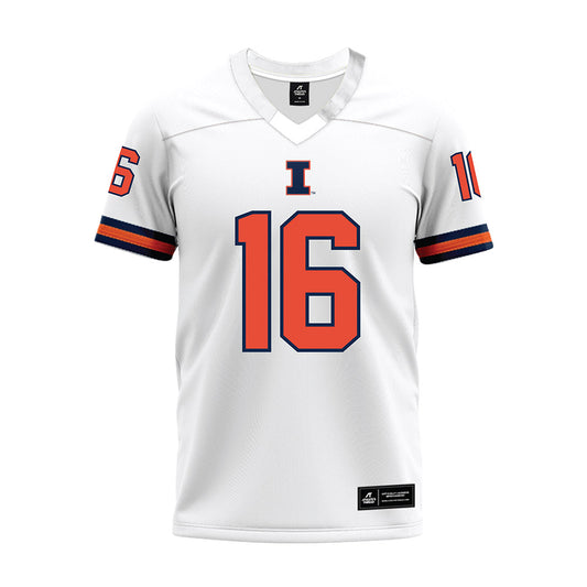 Illinois - NCAA Football : Tanner Heckel - White Premium Football Jersey