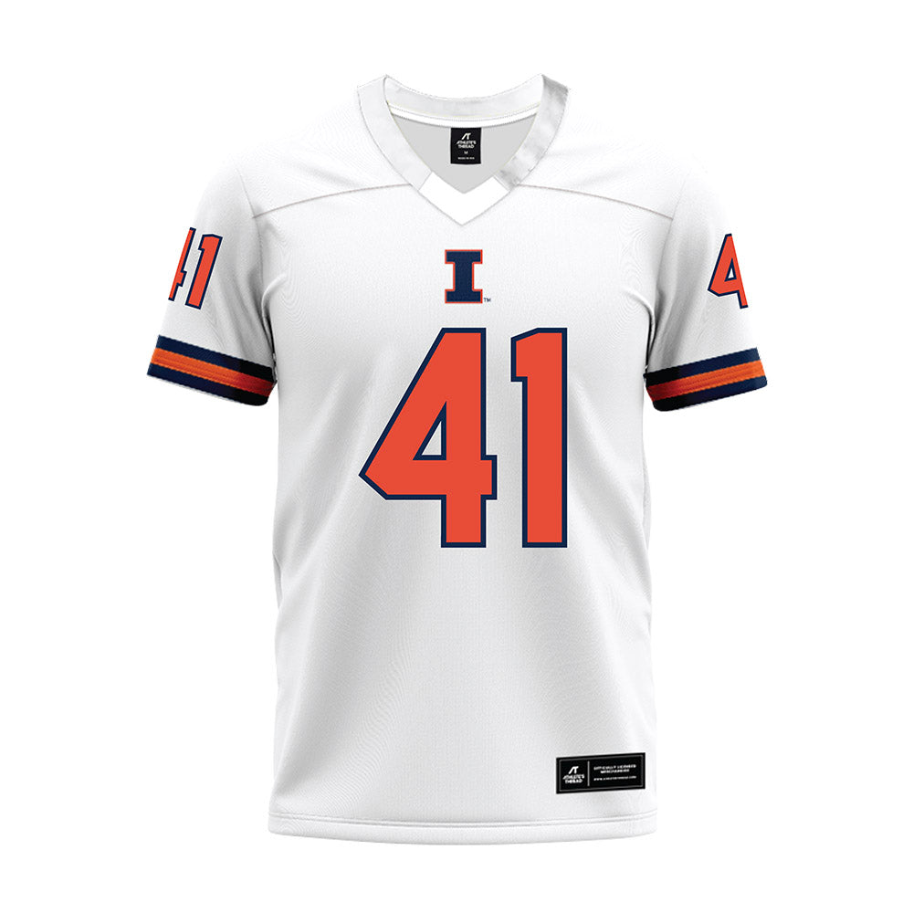 Illinois - NCAA Football : Clayton Leonard - White Premium Football Jersey-0