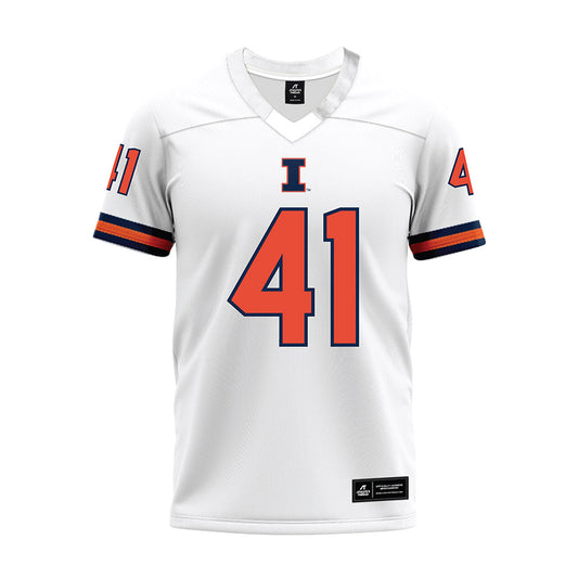 Illinois - NCAA Football : Clayton Leonard - White Premium Football Jersey-0