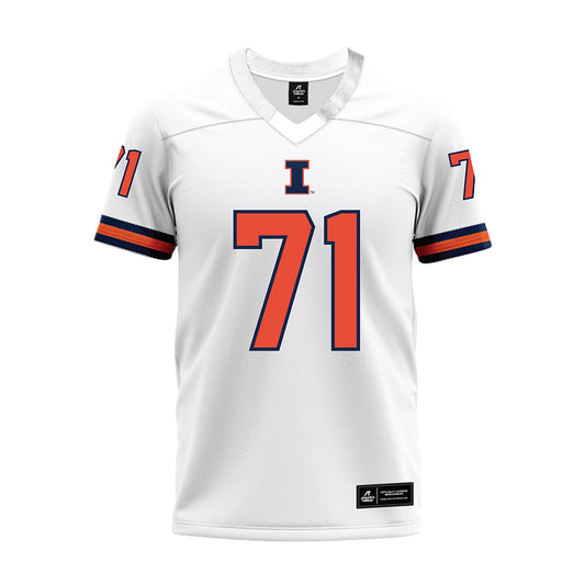 Illinois - NCAA Football : Nathan Knapik - White Premium Football Jersey-0