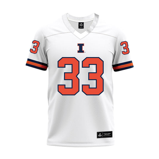 Illinois - NCAA Football : Grant Beerman - White Premium Football Jersey-0