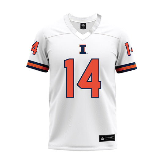 Illinois - NCAA Football : Xavier Scott - White Premium Football Jersey-0