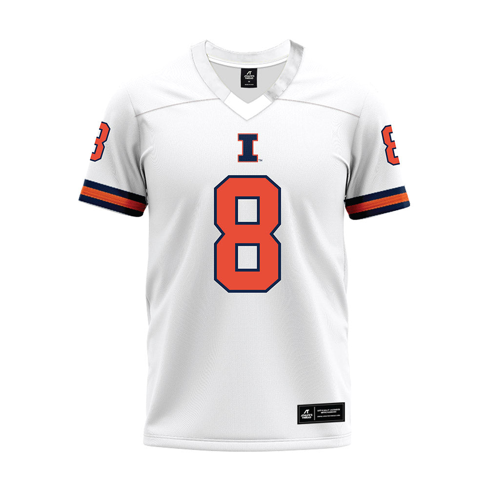 Illinois - NCAA Football : Jeremiah Warren - White Premium Football Jersey-0