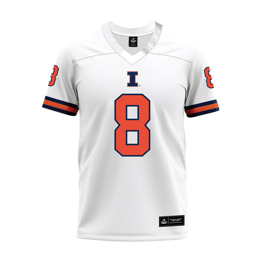 Illinois - NCAA Football : Jeremiah Warren - White Premium Football Jersey-0
