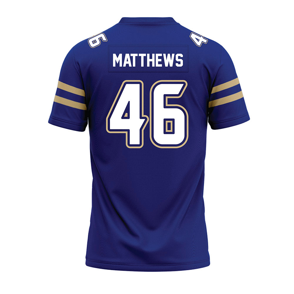 Tulsa - NCAA Football : Caleb Matthews - Blue Premium Football Jersey