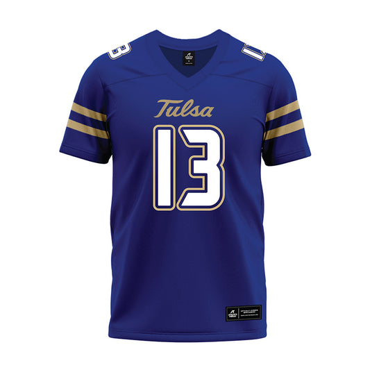 Tulsa - NCAA Football : NuNu Campbell - Blue Premium Football Jersey-0