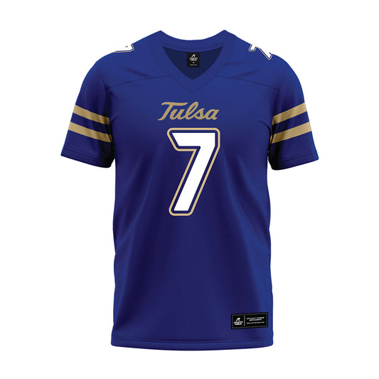 Tulsa - NCAA Football : Zion Steptoe - Blue Premium Football Jersey-0