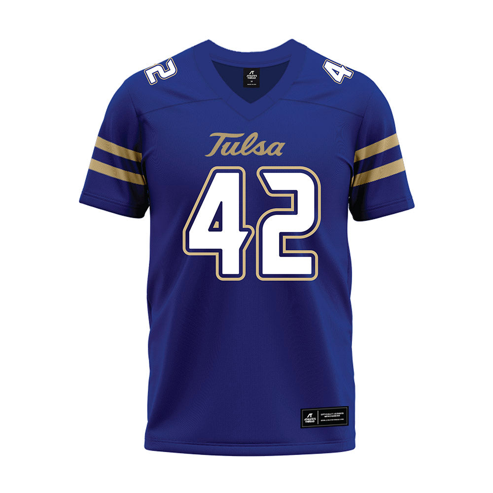 Tulsa - NCAA Football : Ty Vinson - Blue Premium Football Jersey