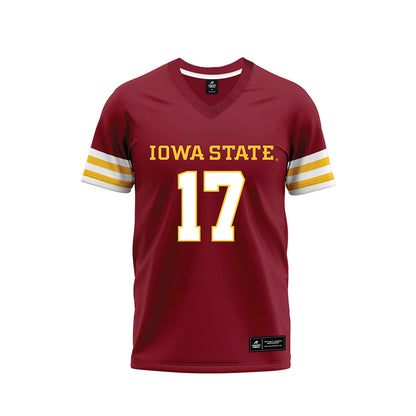 Iowa State - NCAA Football : Connor Welsch - Cardinal Premium Football Jersey-0