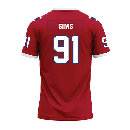 LA Tech - NCAA Football : Caleb Sims - Red Premium Football Jersey-1