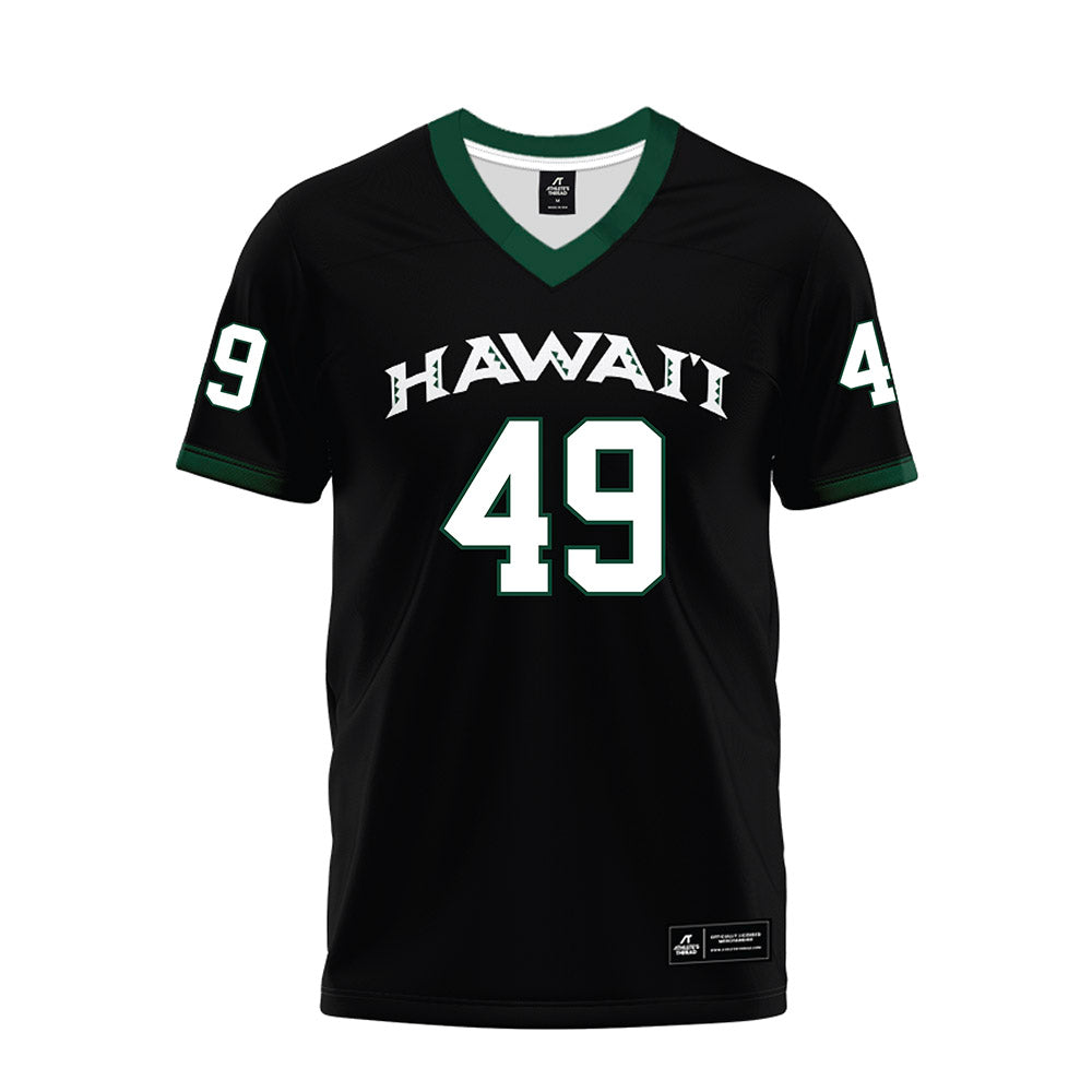Hawaii - NCAA Football : Dennis Tadio - Black Premium Football Jersey-0