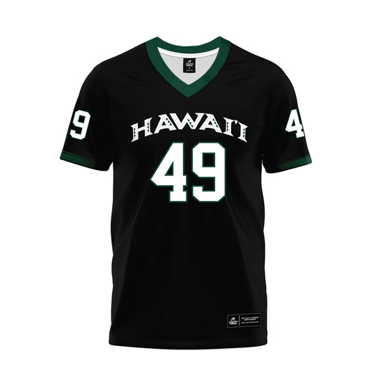 Hawaii - NCAA Football : Dennis Tadio - Black Premium Football Jersey-0