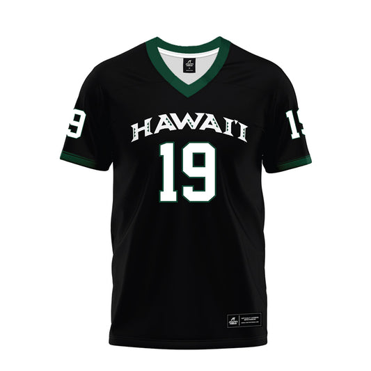 Hawaii - NCAA Football : Billy Gowers - Black Premium Football Jersey-0