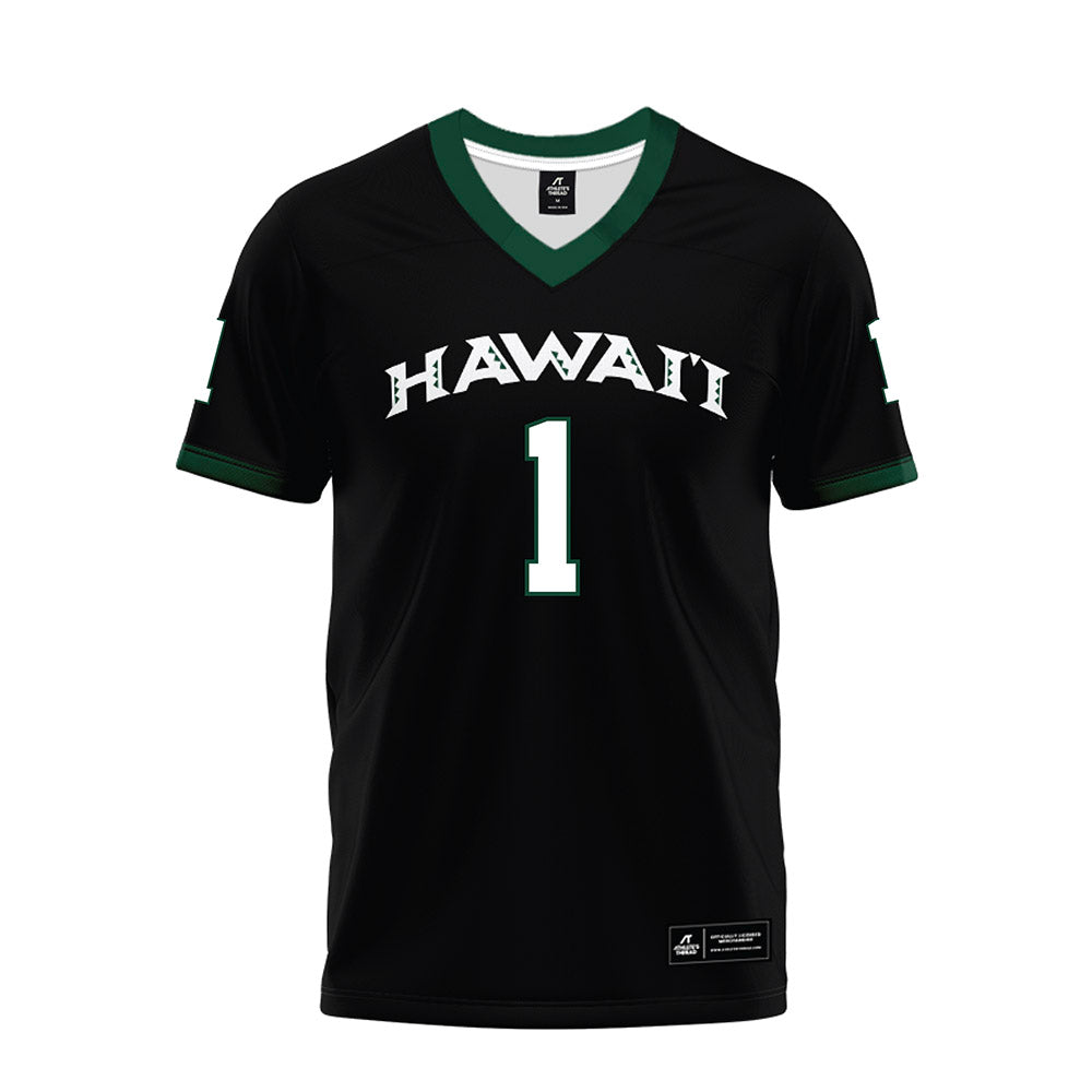 Hawaii - NCAA Football : Peter Manuma - Black Premium Football Jersey-0