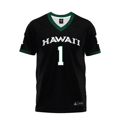 Hawaii - NCAA Football : Peter Manuma - Black Premium Football Jersey-0