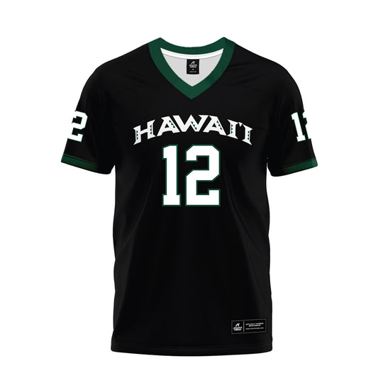 Hawaii - NCAA Football : Wynden Hoohuli - Black Premium Football Jersey-0