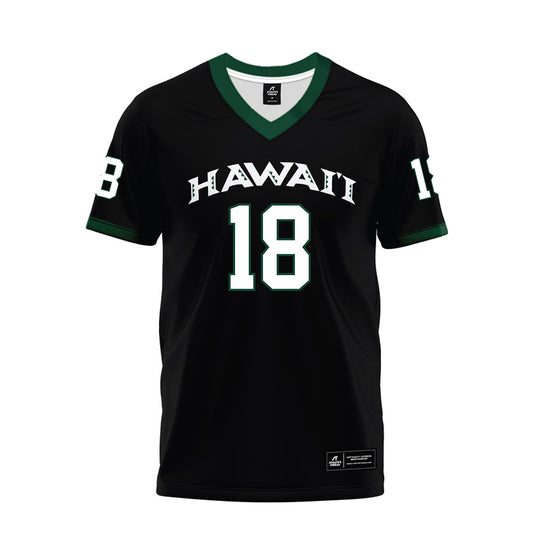 Hawaii - NCAA Football : Caleb Freeman - Black Premium Football Jersey-0