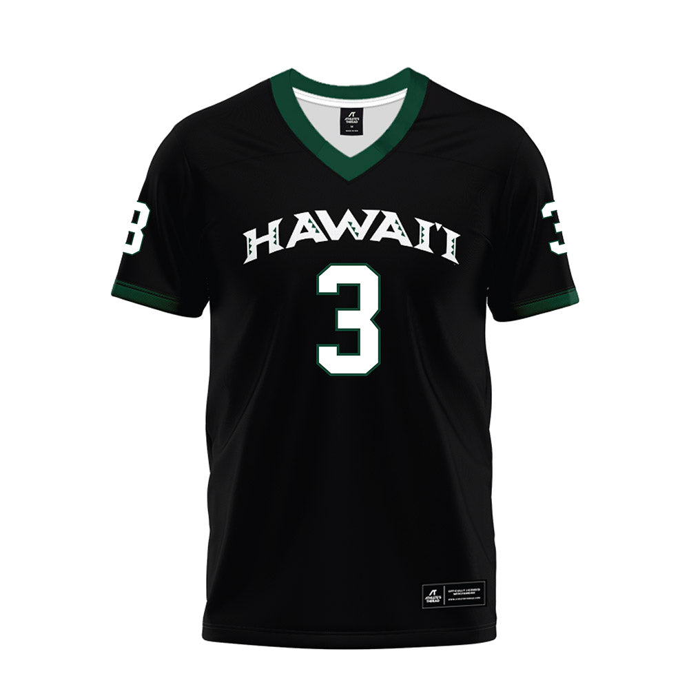 Hawaii - NCAA Football : Nick Cenacle - Black Premium Football Jersey-0