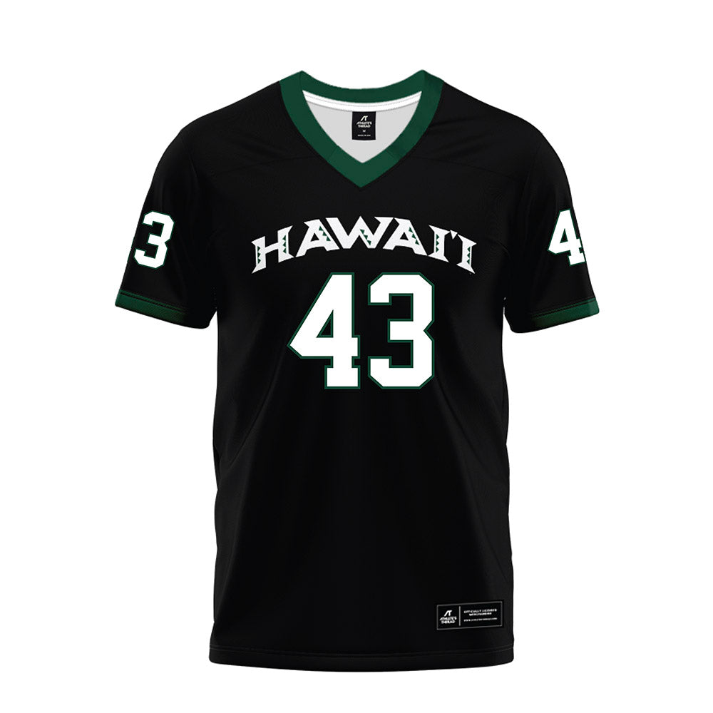 Hawaii - NCAA Football : Alika Cavaco-Amoy - Black Premium Football Jersey-0
