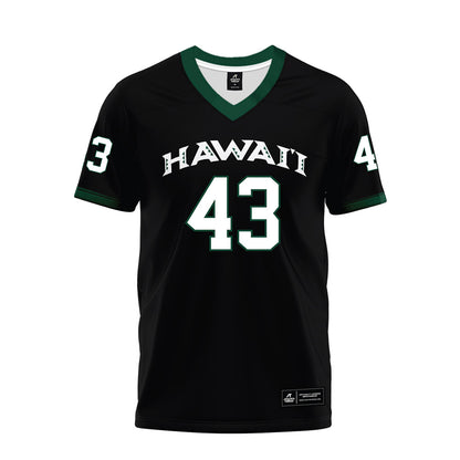 Hawaii - NCAA Football : Alika Cavaco-Amoy - Black Premium Football Jersey-0